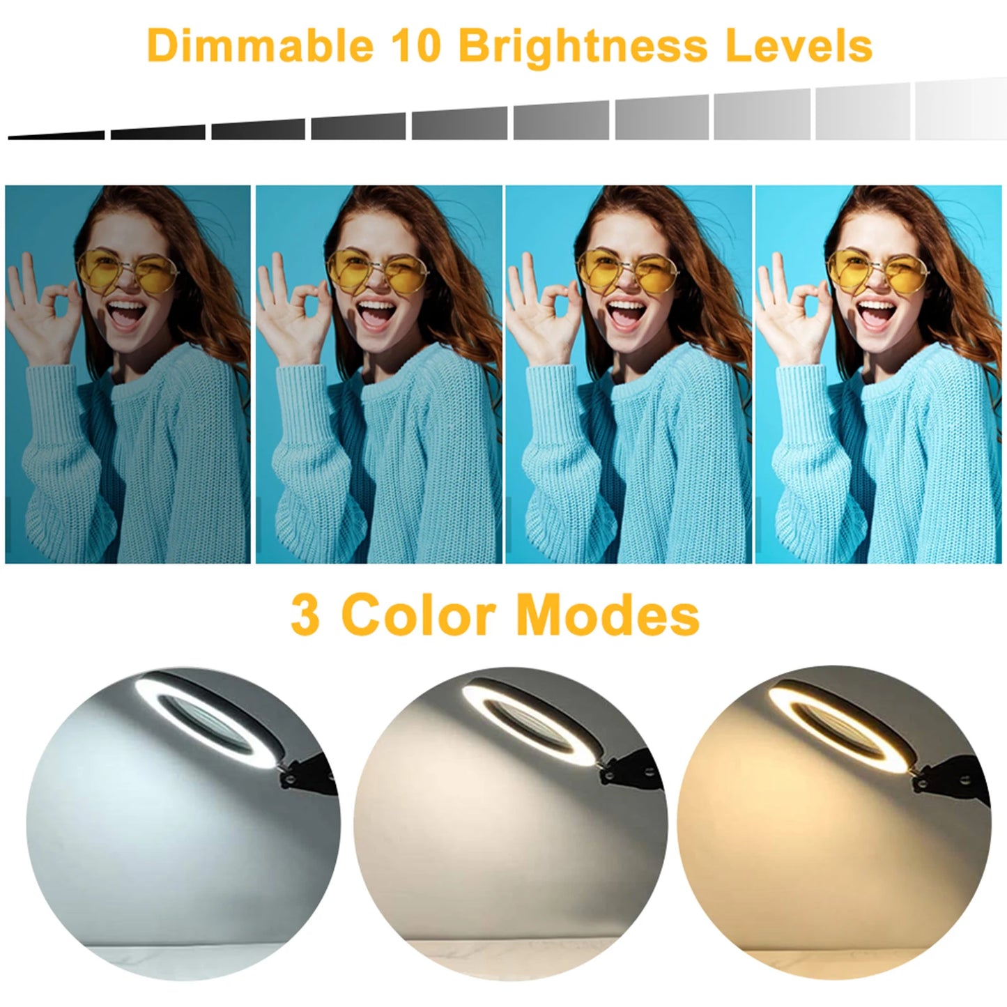 Tomshine Flexible Clamp-on Table Lamp with 8x Magnifier Glass Swing Arm