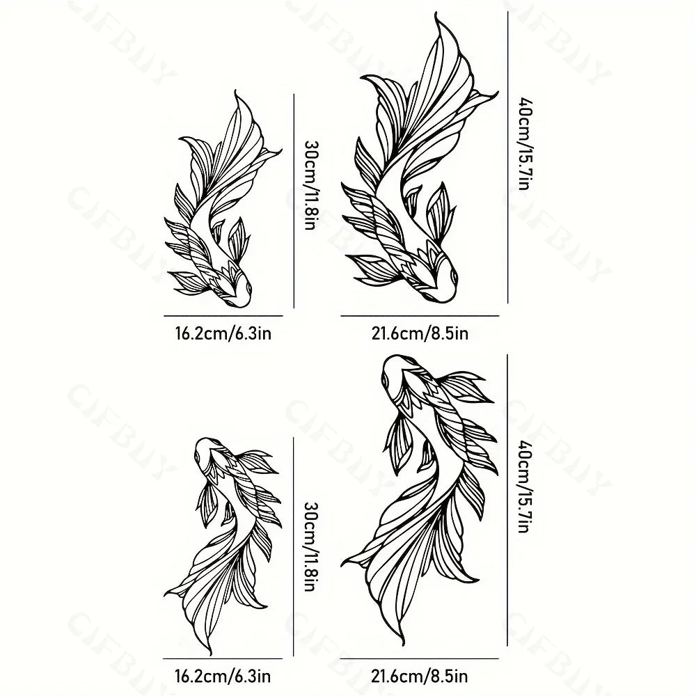 2pcs Koi Metal Wall Art, Fish School Home Interior Wall Decoration, Living Room