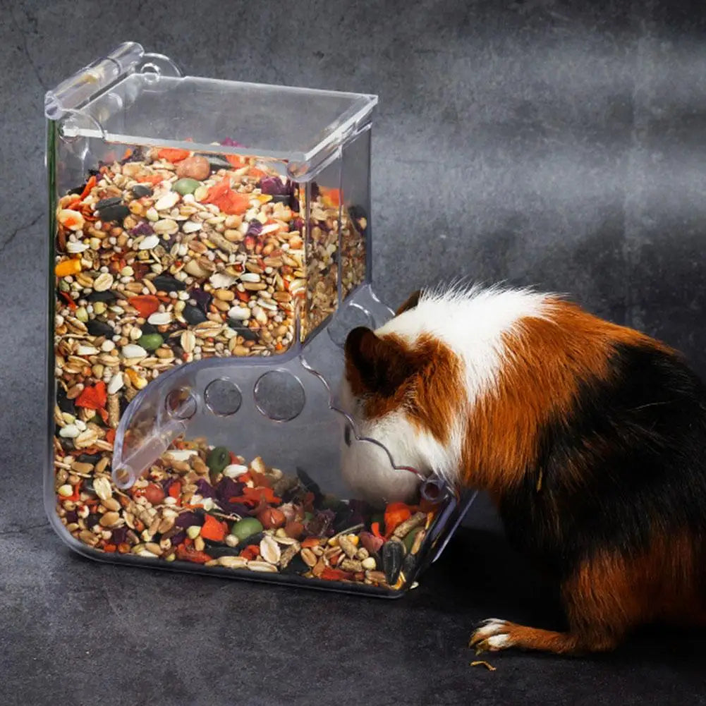 Hamster Rabbit Food Dispenser Feeder Plastic Clear Automatic Pet Feeder
