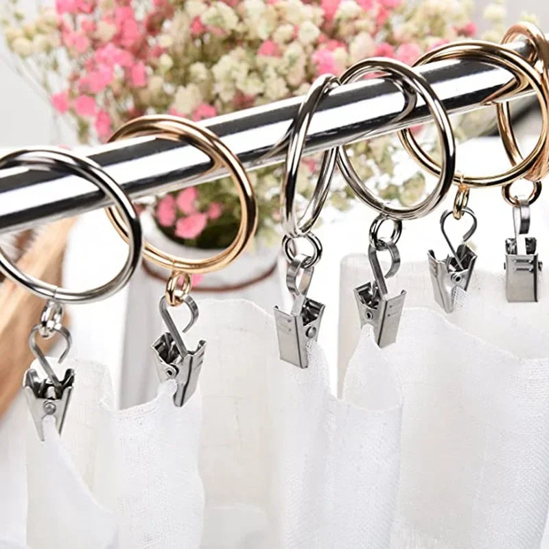 20pcs Stainless Steel Curtain Clips with Hook Sturdy and Durable Window Curtain