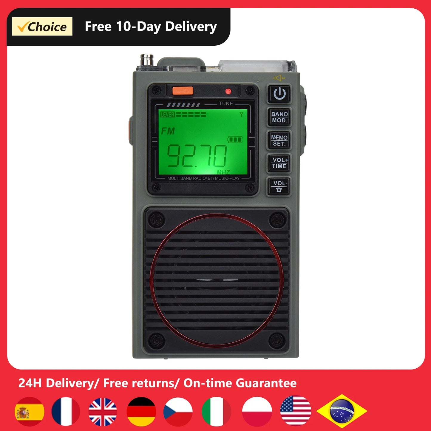 FM Radio Digital Portable Stereo Speaker MP3 Audio Player High Fidelity Sound