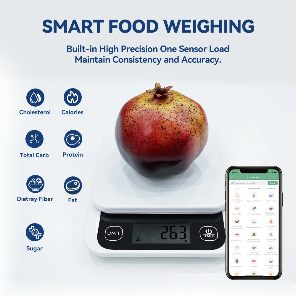5kg/0.1g/1g Smart Kitchen Scales Nutrition Scale Smart Food Calories