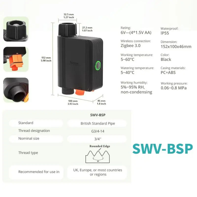 SONOFF SWV Water Valve Zigbee Faucet Smart Irrigation Controller Systerm Timer