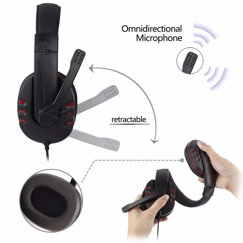 Gaming Headset 3.5mm Wired Over-Head Gamer Headphone With Microphone