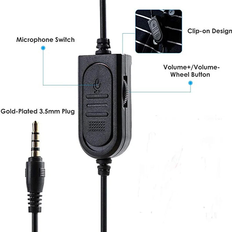 Gaming Headset 3.5mm Wired Over-Head Gamer Headphone With Microphone