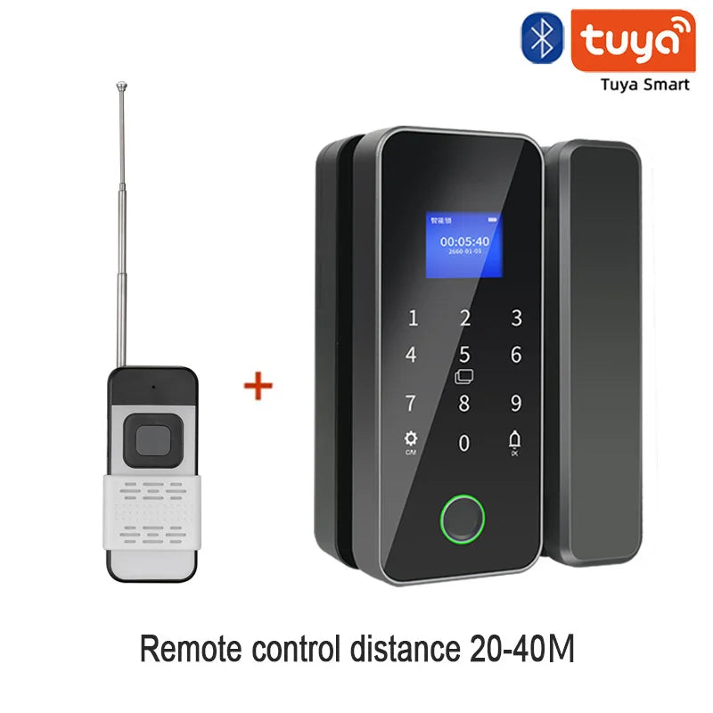 Tuya Bluetooth Biometric Glass Door Smart Lock
