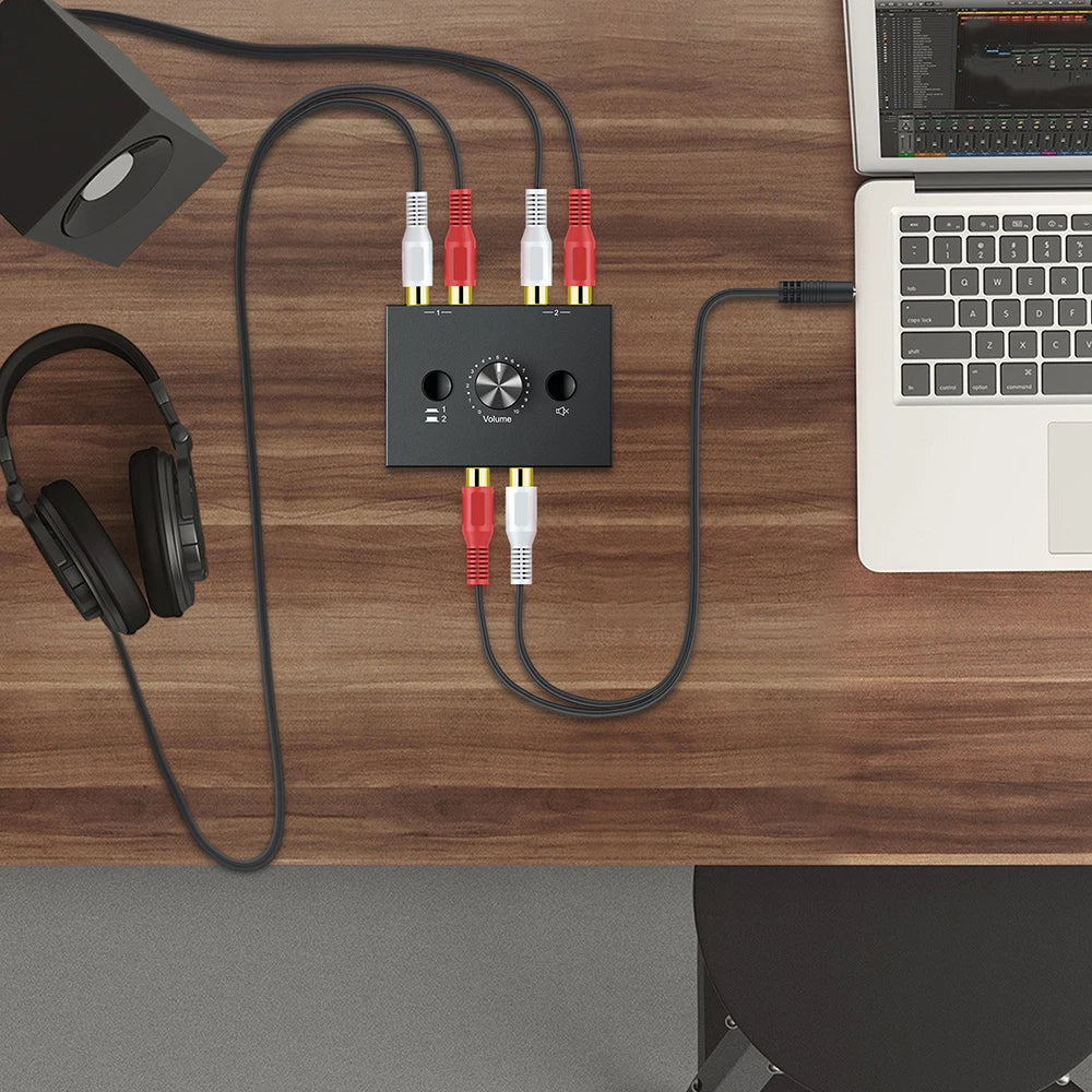 Audio Switcher Splitter Bi-Directional Audio Switcher With Mute Button