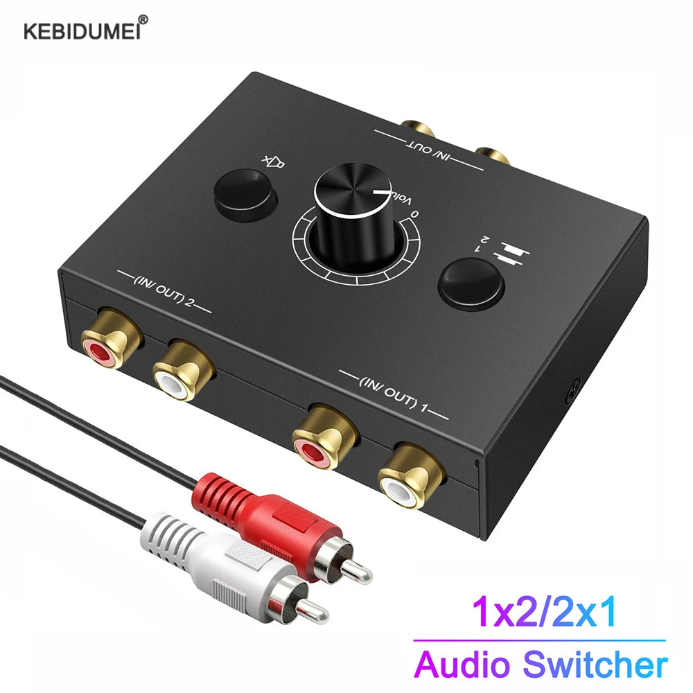 Audio Switcher Splitter Bi-Directional Audio Switcher With Mute Button