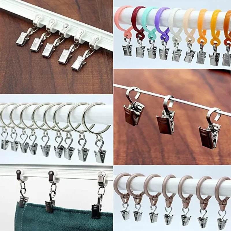 20pcs Stainless Steel Curtain Clips with Hook Sturdy and Durable Window Curtain