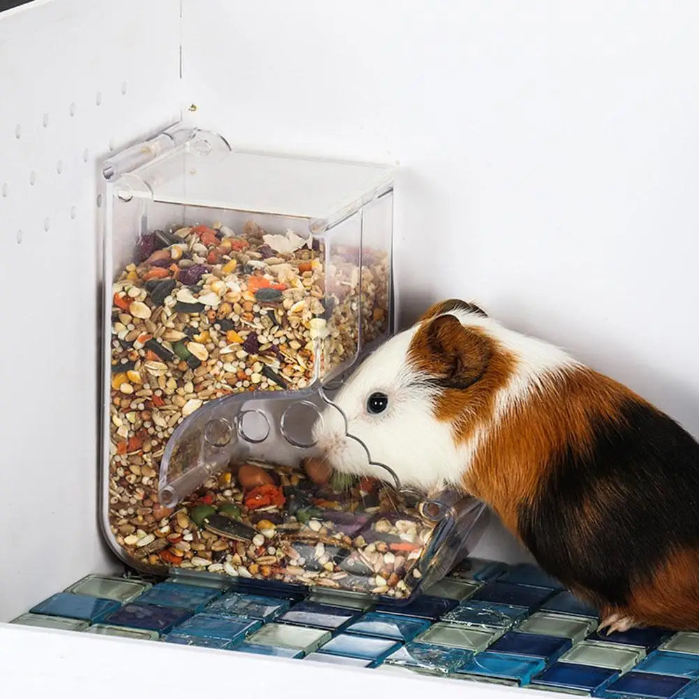 Hamster Rabbit Food Dispenser Feeder Plastic Clear Automatic Pet Feeder