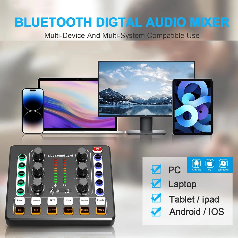 Audio Interface with DJ Mixer Live Sound Card Effects and Voice Changer,Prefect