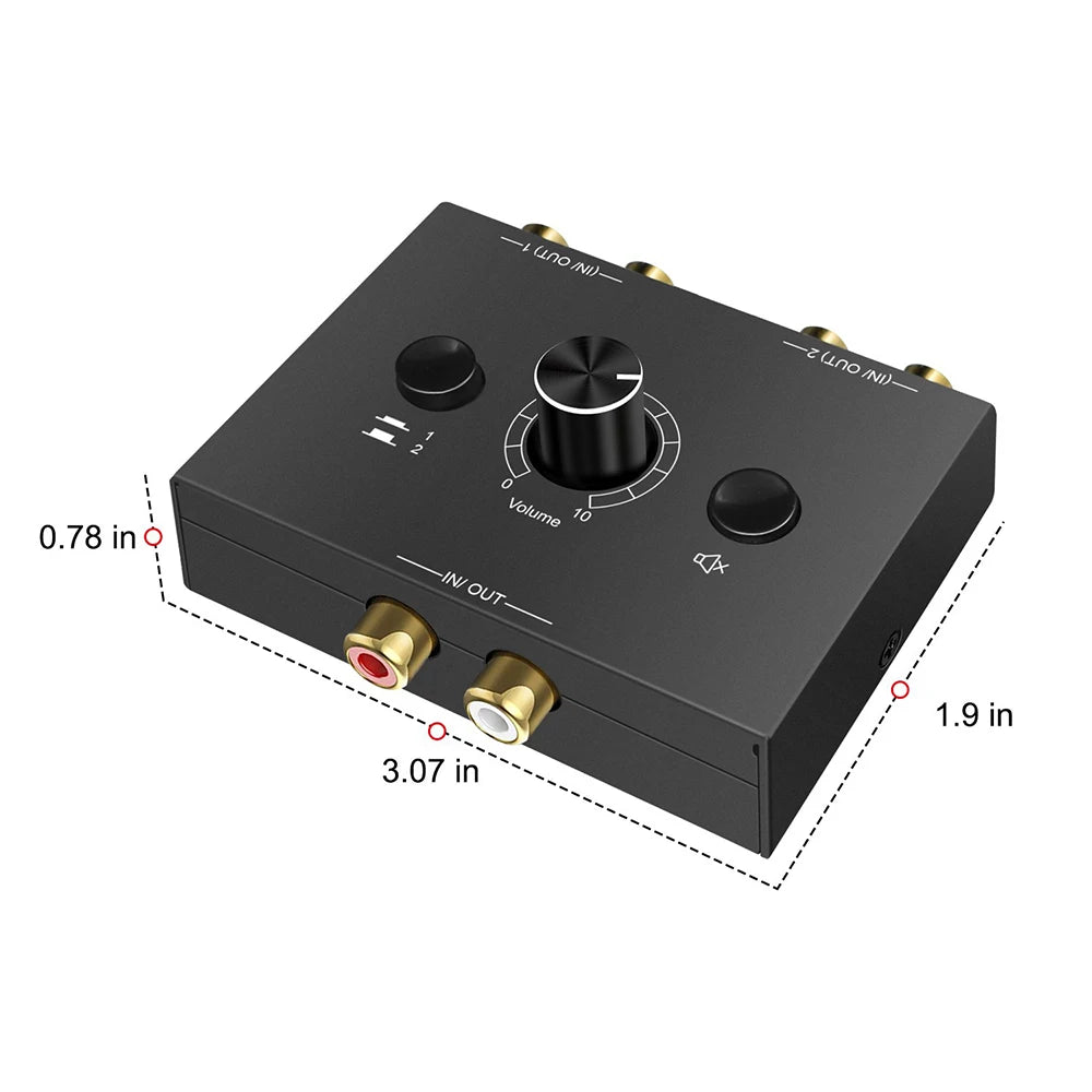 Audio Switcher Splitter Bi-Directional Audio Switcher With Mute Button