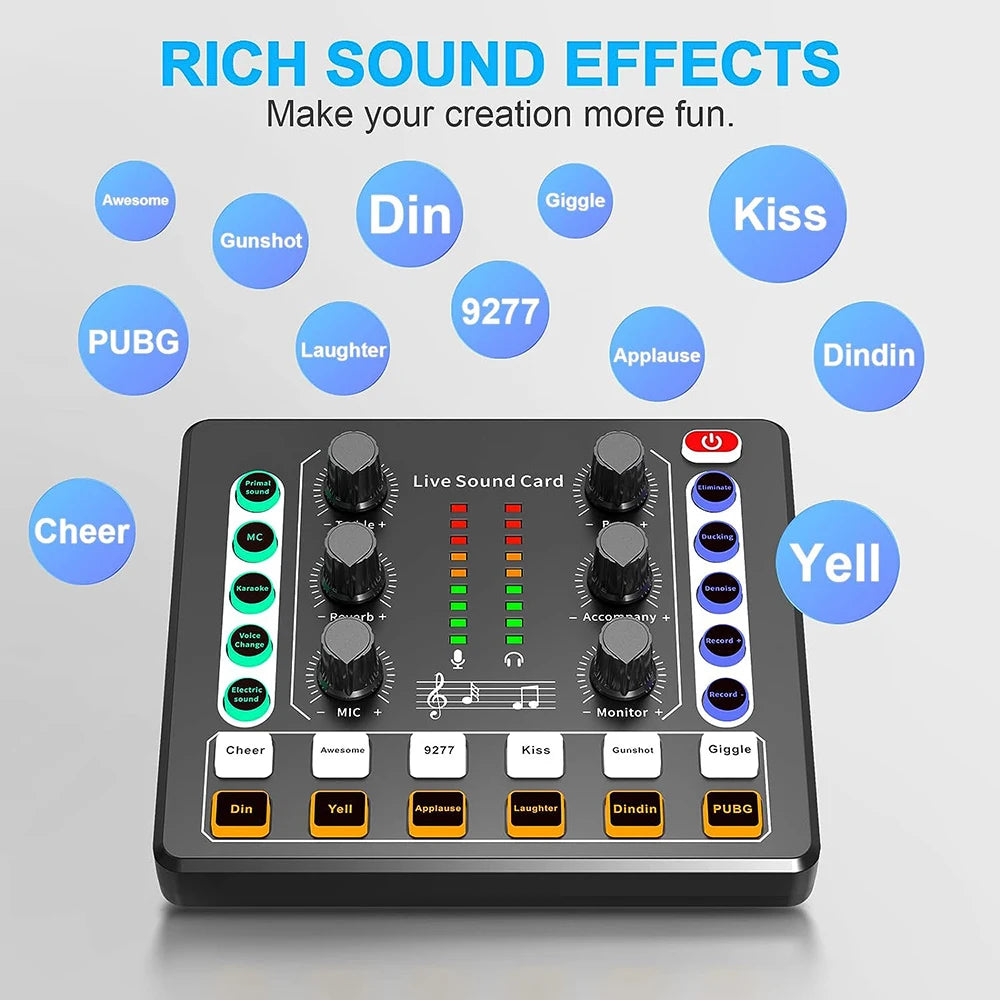 Audio Interface with DJ Mixer Live Sound Card Effects and Voice Changer,Prefect
