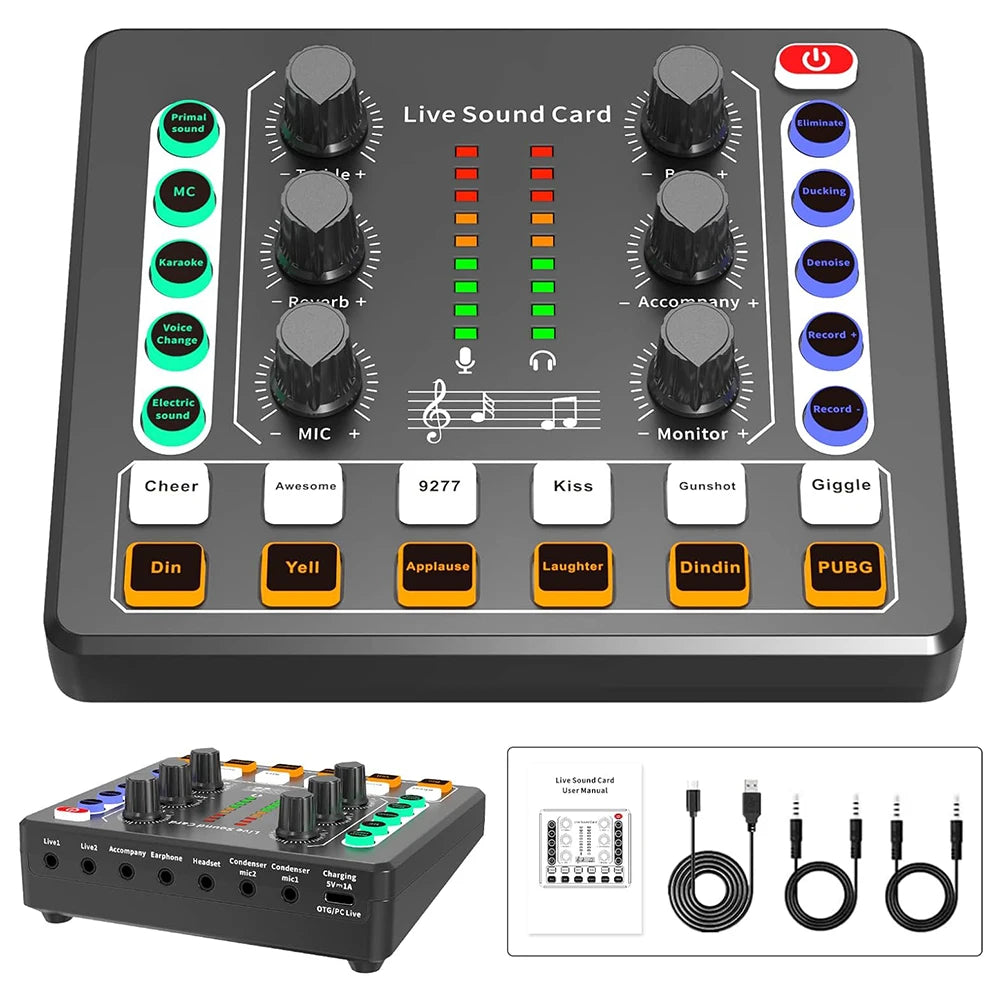 Audio Interface with DJ Mixer Live Sound Card Effects and Voice Changer,Prefect