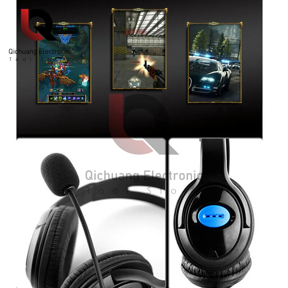 Headphones 3.5mm Wired Gaming Headset Earphones Music For PS4 Play