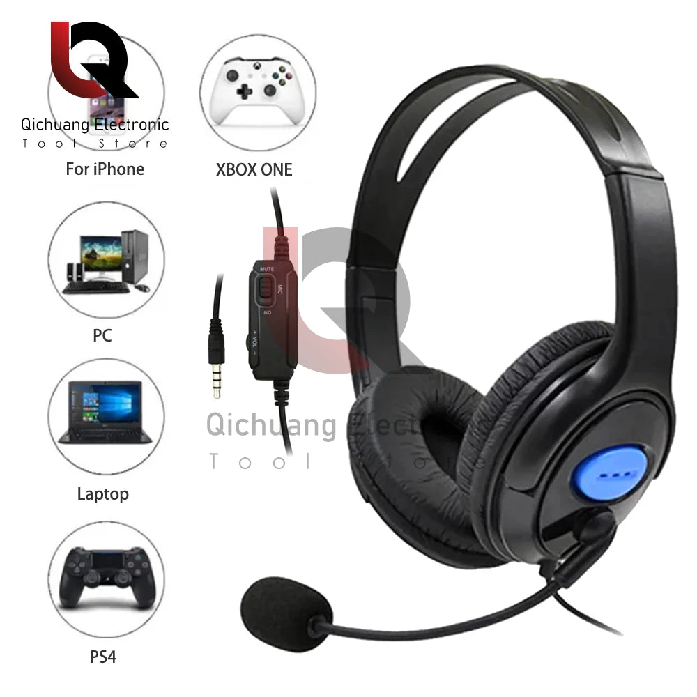 Headphones 3.5mm Wired Gaming Headset Earphones Music For PS4 Play