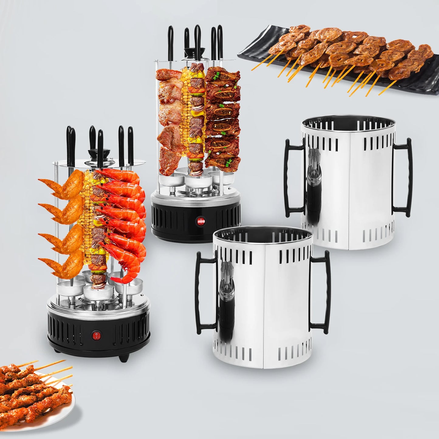 Vertical Electric Grill, 1000W Power, Efficient Rotisserie, Anti-Slip Feet