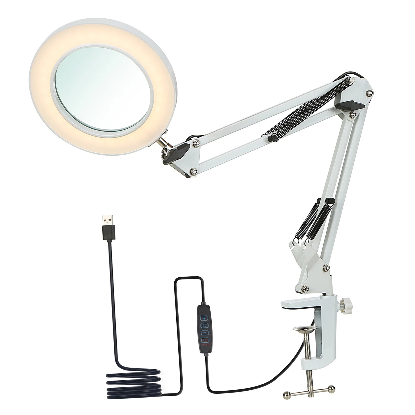 Tomshine Flexible Clamp-on Table Lamp with 8x Magnifier Glass Swing Arm