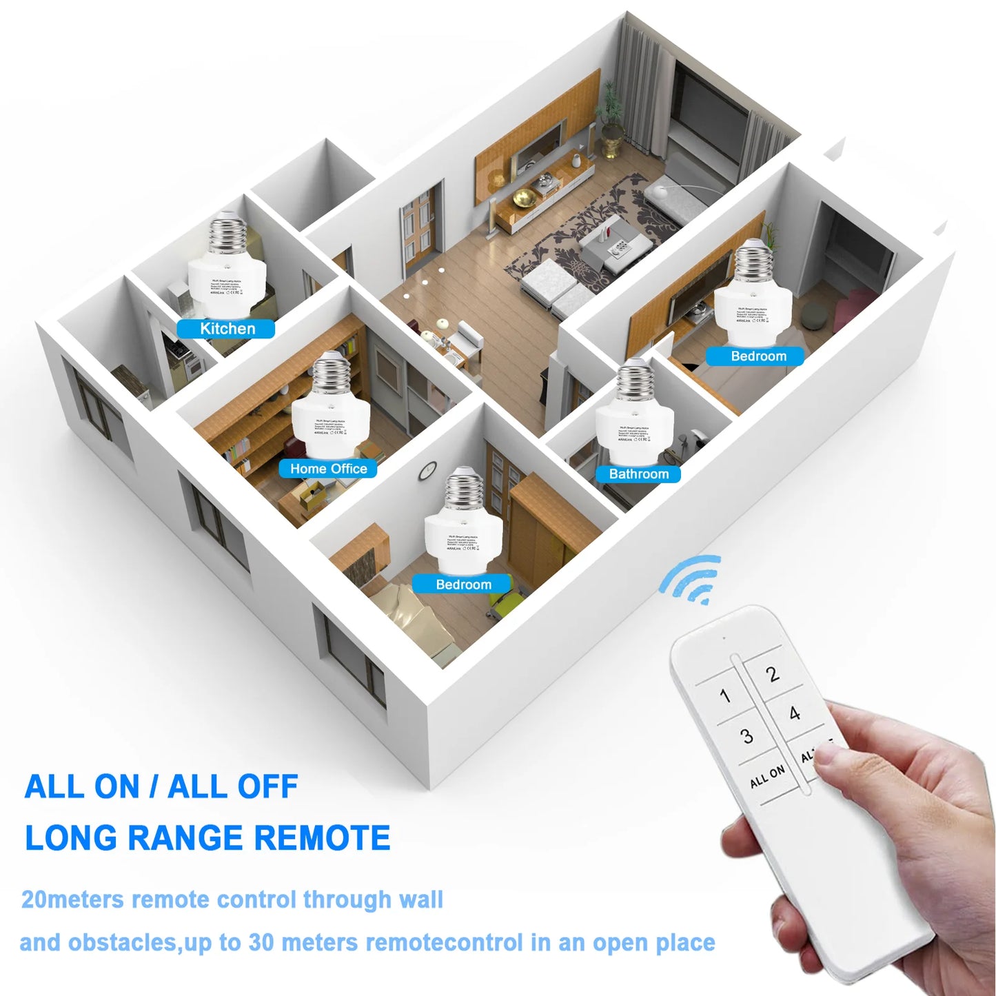 Wifi Smart Light Bulbs Adapter Mini e27 Lamp Holder Remote Remote Control