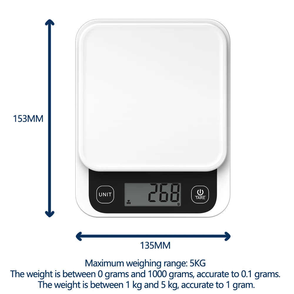 5kg/0.1g/1g Smart Kitchen Scales Nutrition Scale Smart Food Calories