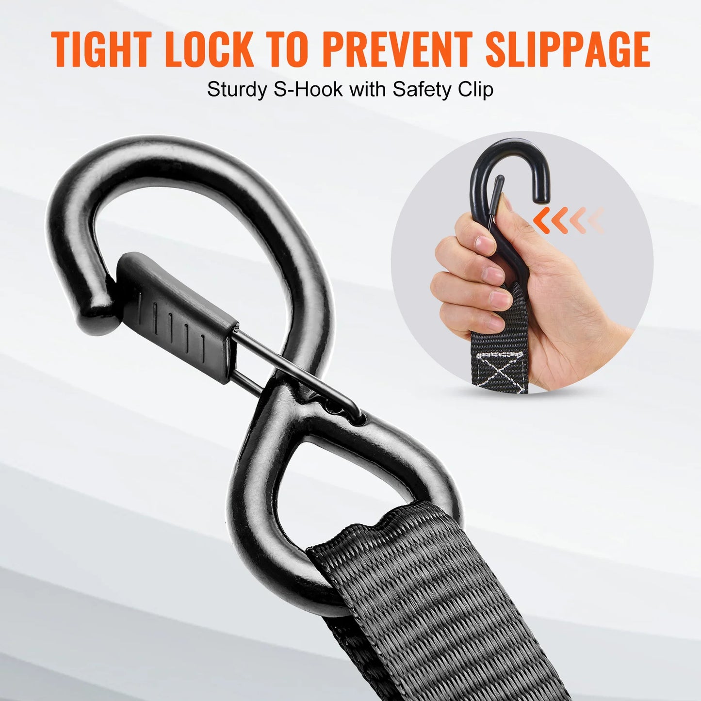 VEVOR 4pcs Trailer Ratchet Tie Down Straps with Padded Handles Hook Brake