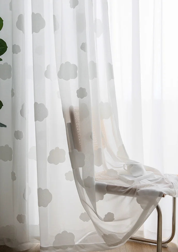 1PC Children's Room 3D Cloud Window Curtain 3D Embroidered Window Curtain