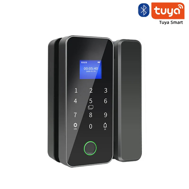 Tuya Bluetooth Biometric Glass Door Smart Lock