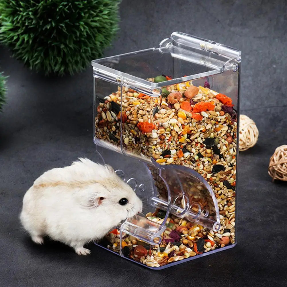 Hamster Rabbit Food Dispenser Feeder Plastic Clear Automatic Pet Feeder