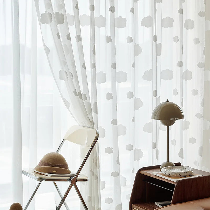 1PC Children's Room 3D Cloud Window Curtain 3D Embroidered Window Curtain