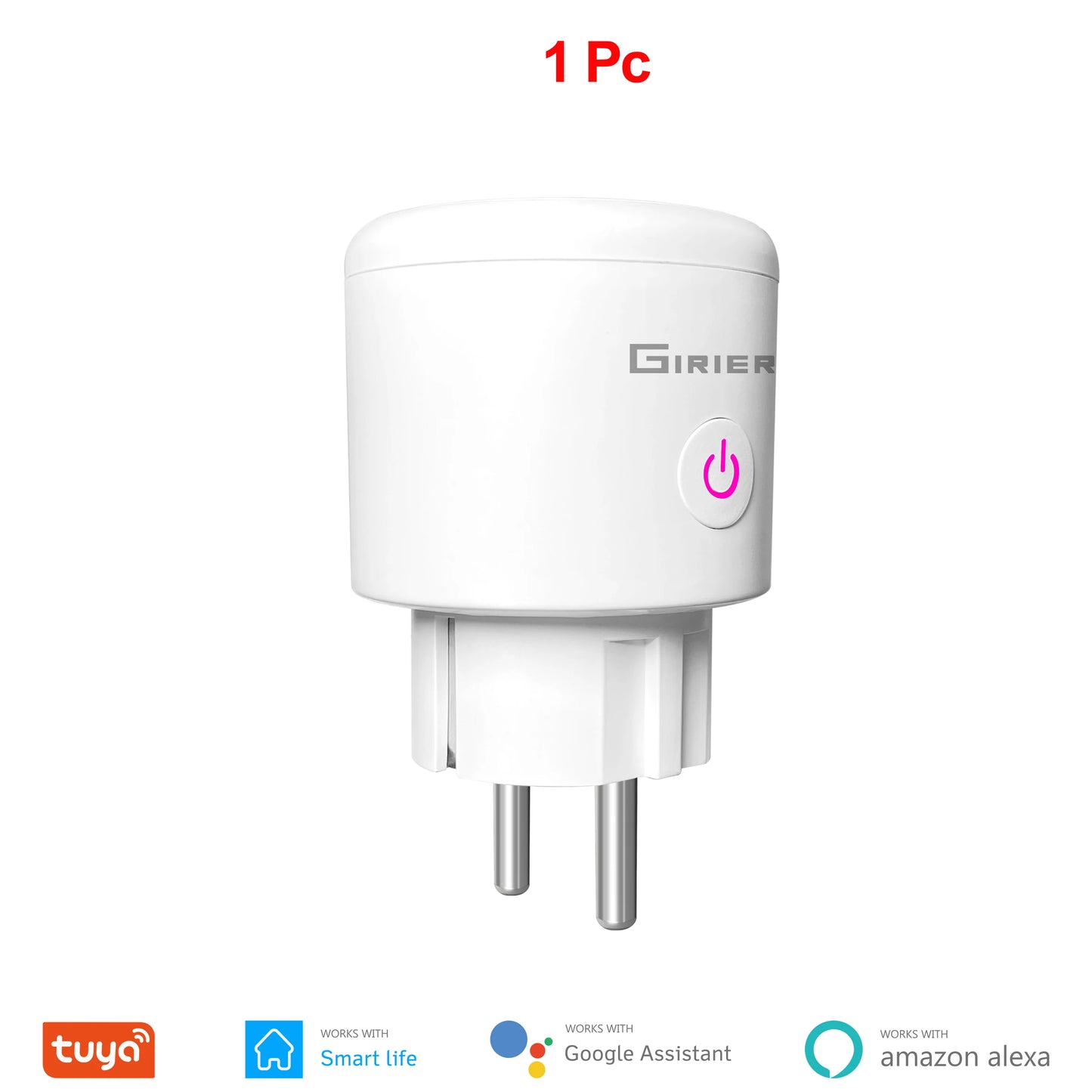 GIRIER Tuya Smart Wifi Plug EU with Power Monitoring 20A Smart Socket
