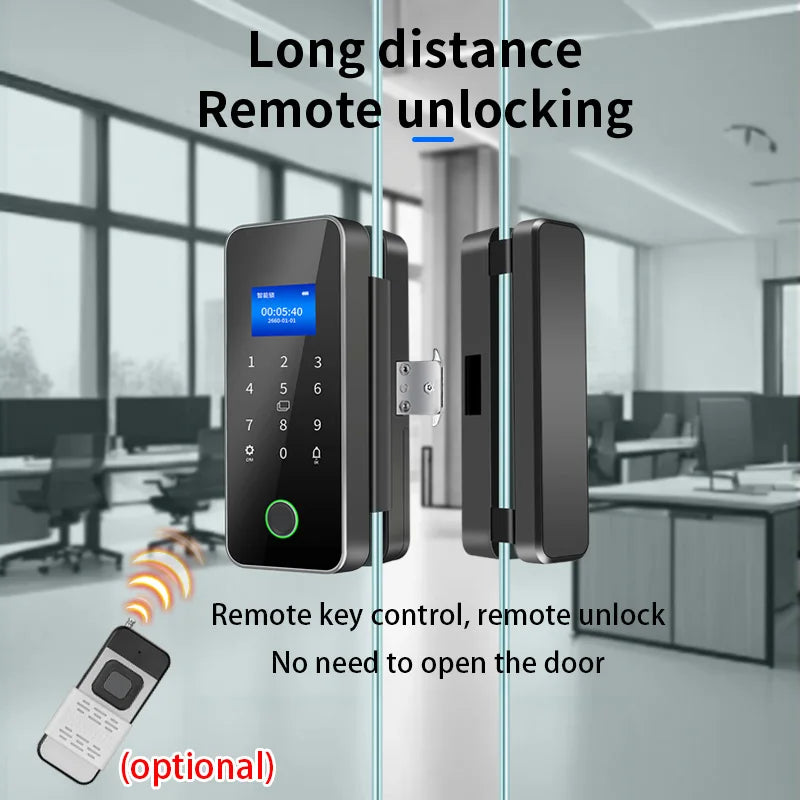 Tuya Bluetooth Biometric Glass Door Smart Lock