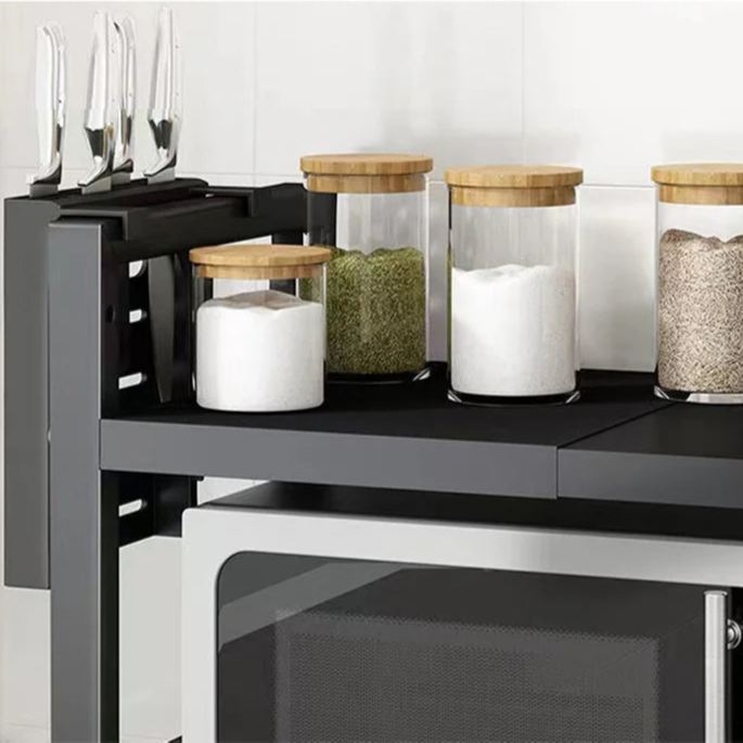 Microwave Oven Rack Seasoning Shelf Bilayer Oven Storage Rack Retractable