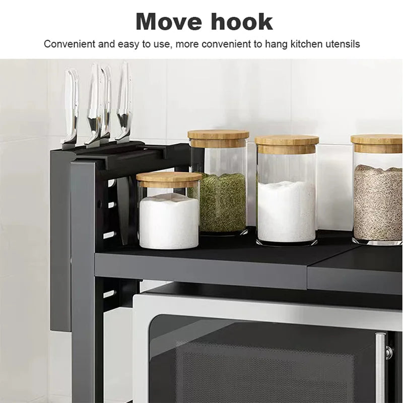 Microwave Oven Rack Seasoning Shelf Bilayer Oven Storage Rack Retractable