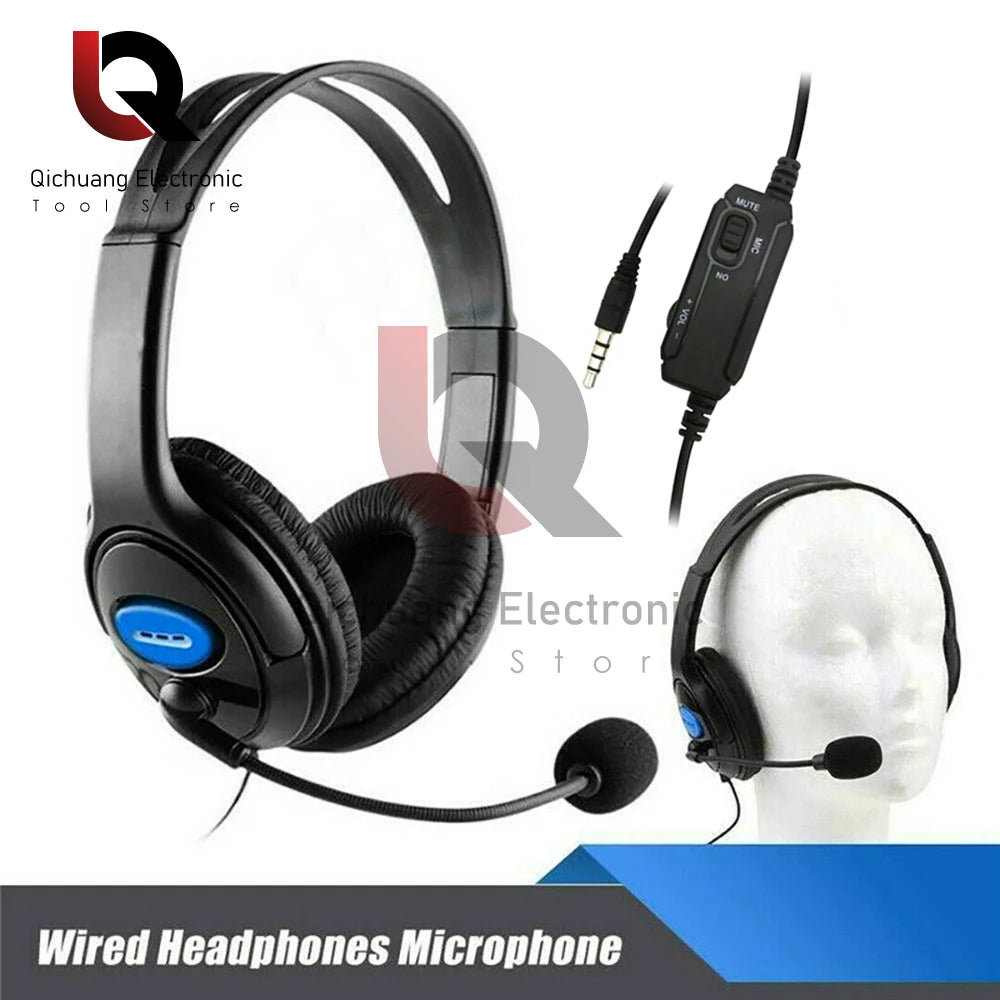 Headphones 3.5mm Wired Gaming Headset Earphones Music For PS4 Play