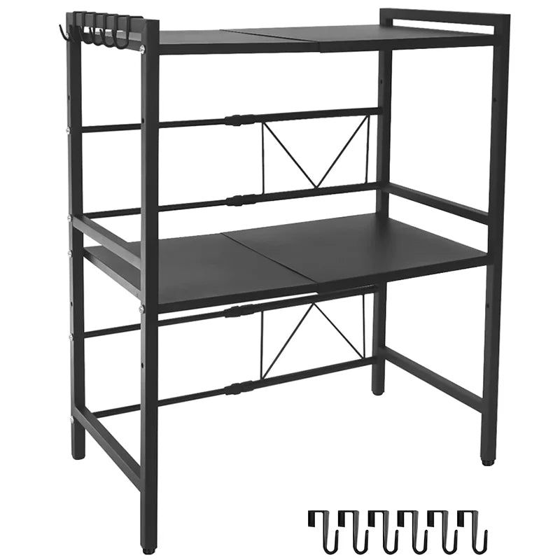 Microwave Oven Rack Seasoning Shelf Bilayer Oven Storage Rack Retractable