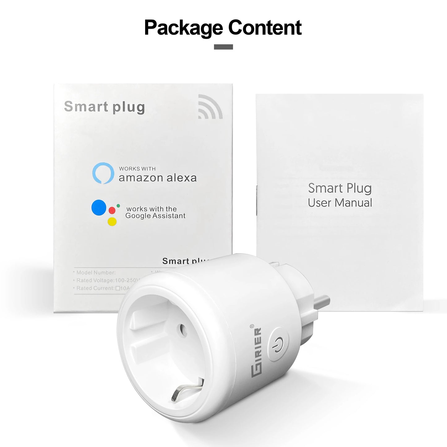GIRIER Tuya Smart Wifi Plug EU with Power Monitoring 20A Smart Socket