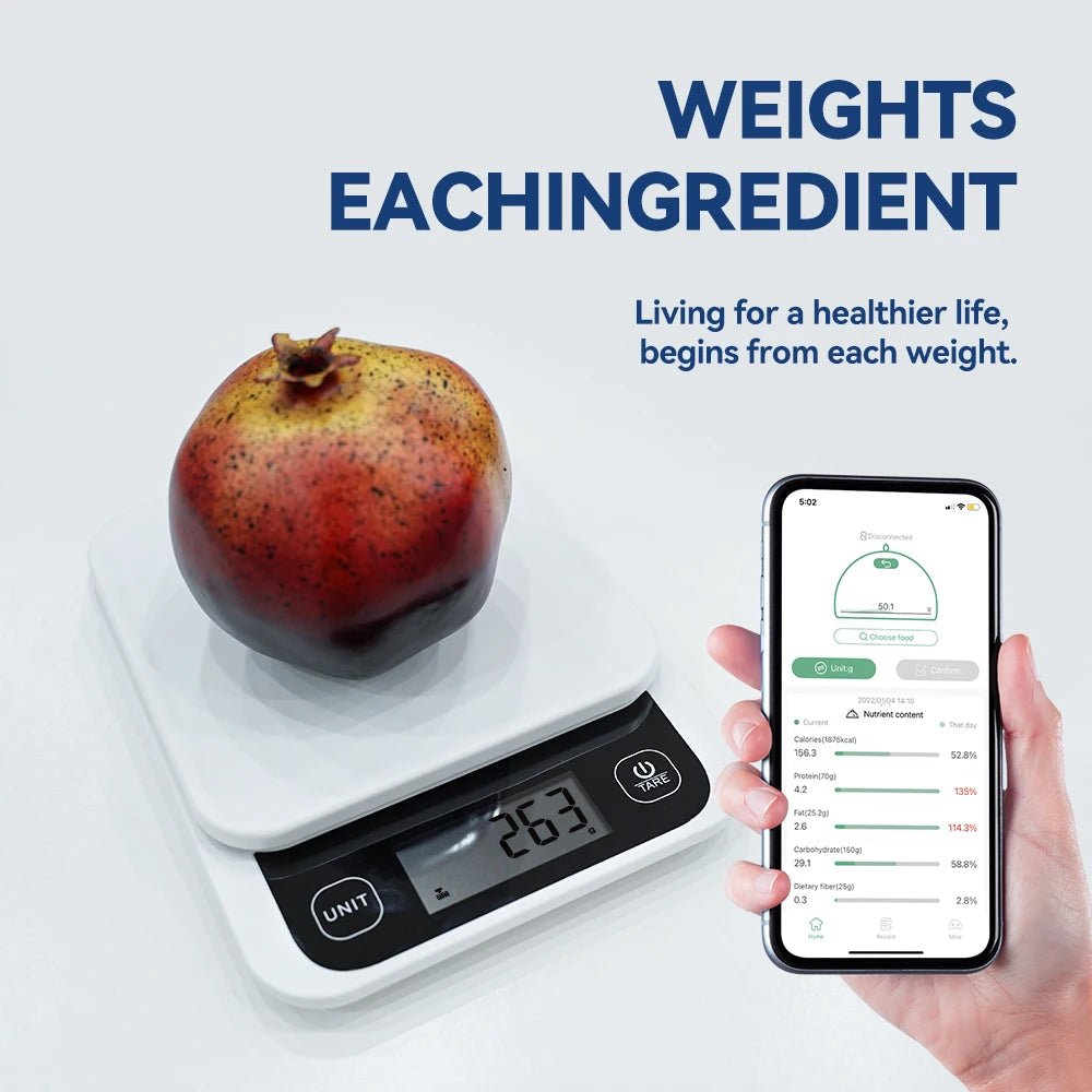 5kg/0.1g/1g Smart Kitchen Scales Nutrition Scale Smart Food Calories