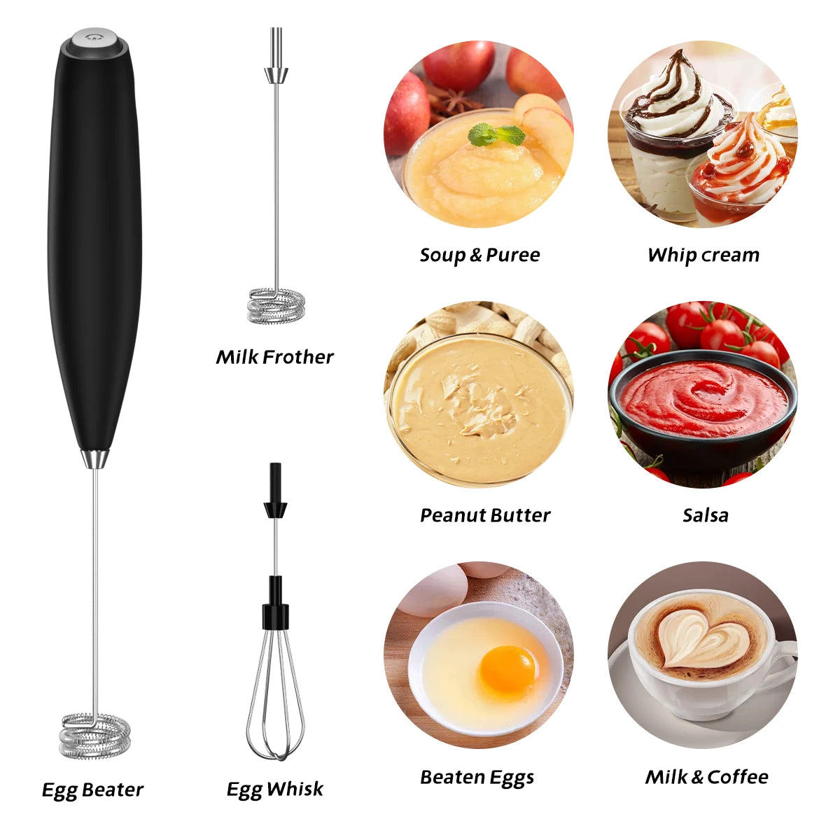 Hand Blender Electric Egg Beater Milk Frother Handheld, Mini Electric Drink