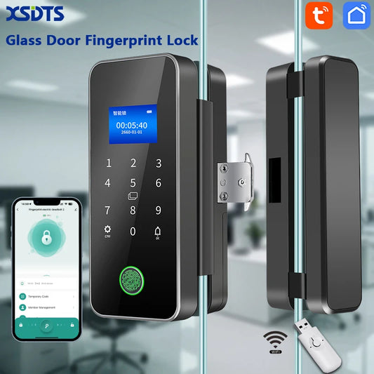 Tuya Bluetooth Biometric Glass Door Smart Lock