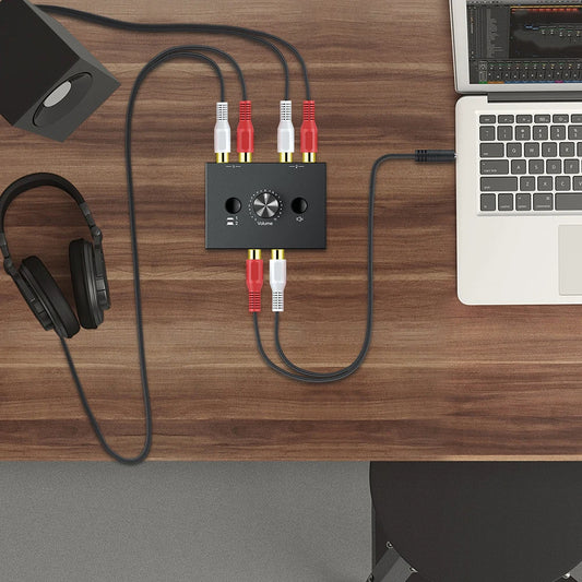 Audio Switcher Splitter Bi-Directional Audio Switcher With Mute Button