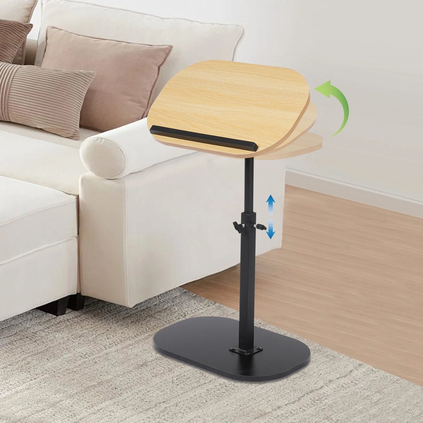 C-shaped Side Table, Small Coffee Table, Height Adjustable Side Table