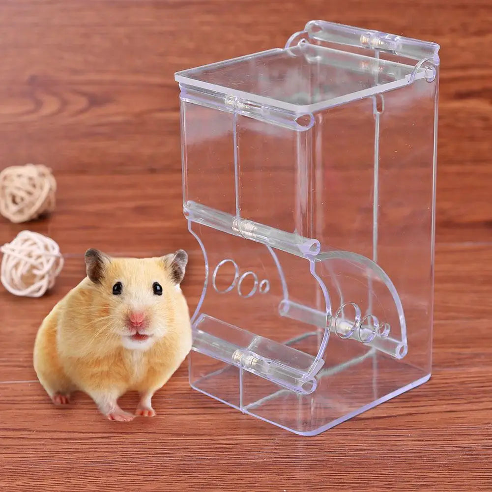 Hamster Rabbit Food Dispenser Feeder Plastic Clear Automatic Pet Feeder