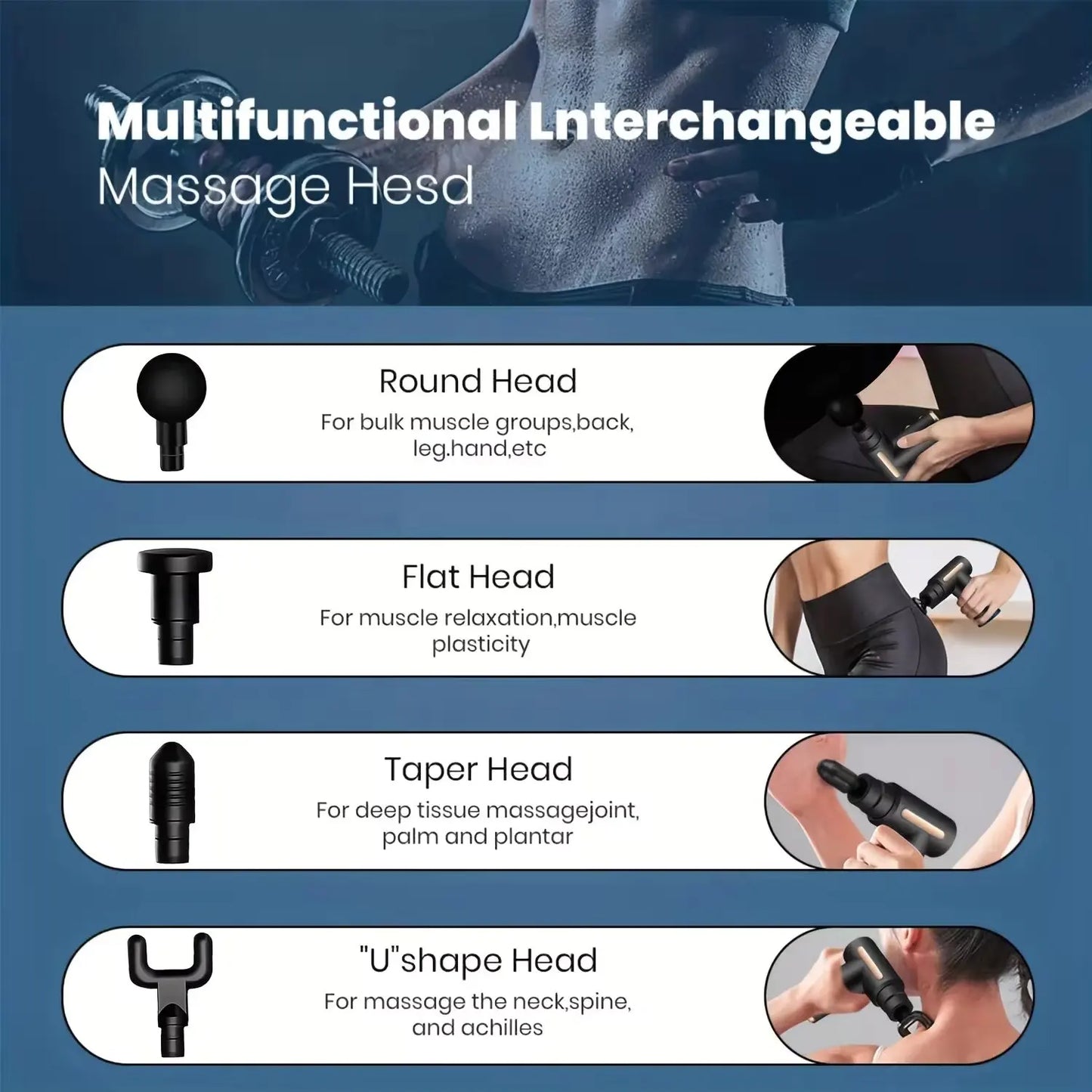 Portable Fascial Massage Gun Electric Percussion Pistol Massager Body