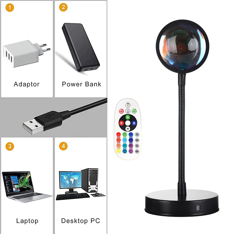 USB 5V Tuya Smart Sunset Lamp Night Light Sunset Projector Smart Life