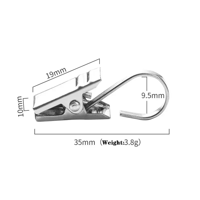 20pcs Stainless Steel Curtain Clips with Hook Sturdy and Durable Window Curtain
