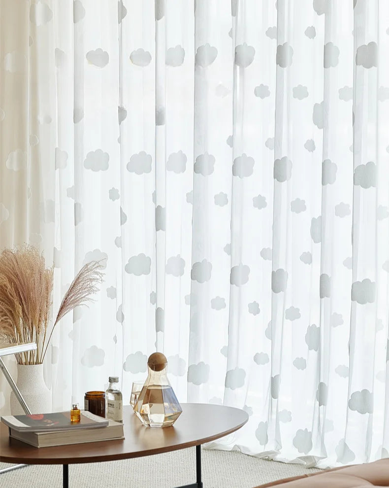 1PC Children's Room 3D Cloud Window Curtain 3D Embroidered Window Curtain